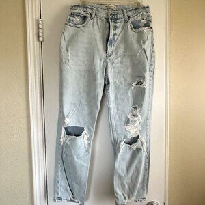 Abercombie Curve Love, Ankle Straight, Ultra High Rise Distressed Jeans, Size 31